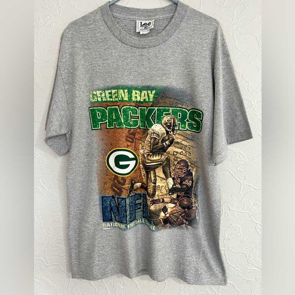 VINTAGE MENS GREEN BAY PACKERS NUTMEG MILL LEE GRAPHIC SHIRT SZ LARGE DEADSTOCK